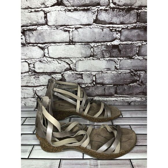 Ahnu Trolley Huarache Gray Leather Back Zip Wedge Sandals Women Sz 8.5M US/39EU - Picture 4 of 16